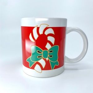 Vintage 1992 J.I.I. Christmas Candy Cane Mug Red Green Holiday Coffee Cup 10 oz